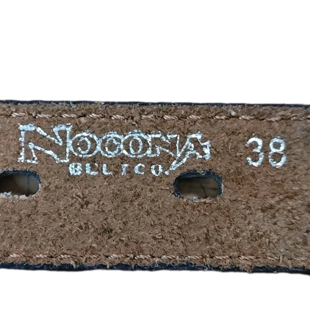 Vtg Nocona 3012044 Western Cut Away Brown Leather Studded Belt Adult Sz 36-40